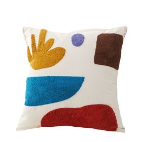 Embroidery Factory Design Simple Morandi Seaweed Color Block Plush Embroidery Pillowcase (Option: Anemone-45x45cm-Pillowcase)