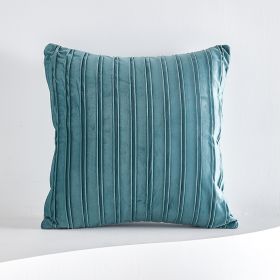 Netherlands Velvet Striped Pleated Cushion Cushion (Option: Lake green-45x45cm)