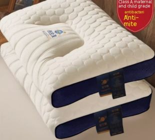 Natural Memory Cervical Protection And Sleep Aid Latex Pillow (Option: Antibacterial Blue-A pair of low pillows)