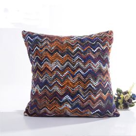 Blended Wool Stripes Knitted Cushion Cover Without Core (Option: Orange-45x45cm)