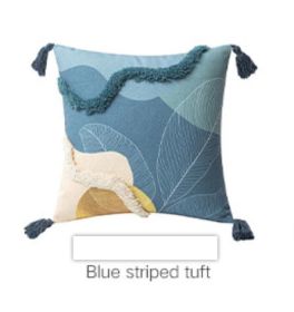 Morandi Color Tufted Pillow Cover Simple Waist Pillow (Option: Blue Stripe-45x45cm Without Core)