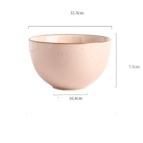 Inky Glaze Vintage Ceramic Rice Bowl (Color: pink)