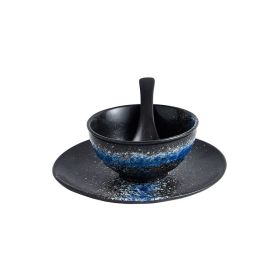 Japanese Style Hotel Ceramic Tableware With Retro Settings (Option: Blue dyeing-3piece set)