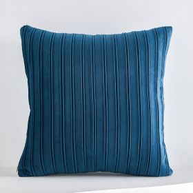 Netherlands Velvet Striped Pleated Cushion Cushion (Option: Midnight blue-45x45cm)