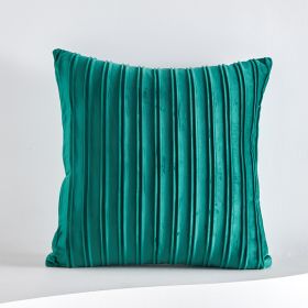 Netherlands Velvet Striped Pleated Cushion Cushion (Option: Emerald green-45x45cm)