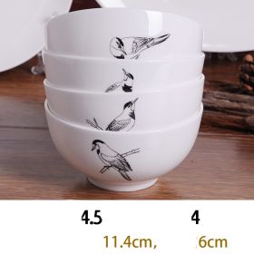 Bone China Dish Deep Plate Shallow Creative European Style (Option: Compact edition-4.5inches Rice bowl X4)