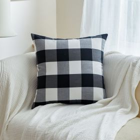 Polyester Cotton Black And White Checkered Pillow And Backrest Cushion (Option: Large grid-50x50cm no core)