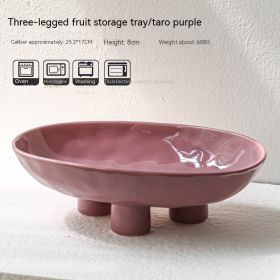 Porcelain Modern Minimalist Creative Handmade Ceramic Three Feet High Foot Fruit Plate (Option: Taro Purple)