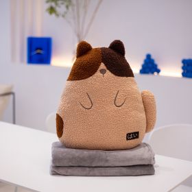 Plush To Sleep With Sheep Whale Pillow Airable Cover Fox Female (Option: Milk Coffee Cat-Pillow 40CM)