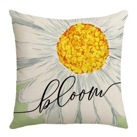 Summer Chrysanthemum Pillow Cover Green Plant Flower Linen (Option: JYM305 1-45x45cm)