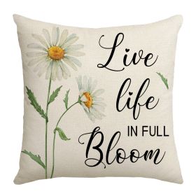 Summer Chrysanthemum Pillow Cover Green Plant Flower Linen (Option: JYM305 2-45x45cm)