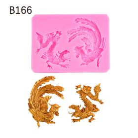 Chinese Dragon Fondant Cake Decoration Silicone Mold (Option: Pink B166)