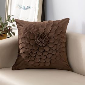 Affordable Luxury Style French Cream Style Three-dimensional Petals Netherlands Velvet Simple Sofa Pillow (Option: Coffee-45x 45CM Pillow)