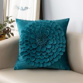 Affordable Luxury Style French Cream Style Three-dimensional Petals Netherlands Velvet Simple Sofa Pillow (Option: Sapphire Blue-45x 45CM Pillow)