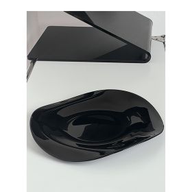 Black Wind Solid Color Niche Simple Irregular Ceramic Bowl (Option: Black-10.5inch shallow plate)