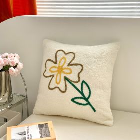 Nordic Cream Style Brown Simple Flower Embroidered Sofa Bedroom Bedside Decorative Pillowcase (Option: Moth orchid-45x45cm-Pillowcase)