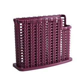 Woven Hollowed Chopsticks Storage Box Kitchen Tableware (Color: Purple)