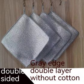 Home Stove Washing Pot Oil-free Stain Removal Washing Cloth (Option: Double Silver)