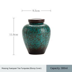 Dark Green Ceramic Cover Household Small Tea Jar (Option: Turquoise-Ebony cover)