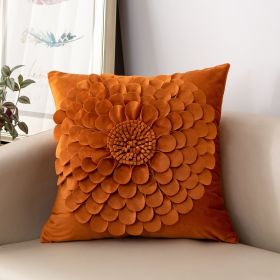 Affordable Luxury Style French Cream Style Three-dimensional Petals Netherlands Velvet Simple Sofa Pillow (Option: Caramel-45x 45CM Pillow)