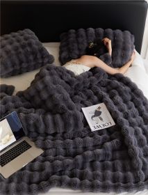 Polyester Carpet Rabbit Bubble Velvet Thickened Nap Blanket Quilt (Option: Graphite Gray-100 × 160cm)