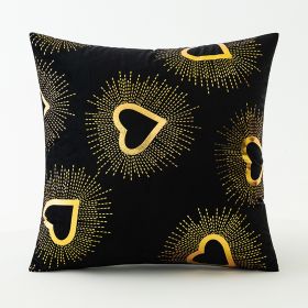 Fashion Black Velvet Printed Pillow (Option: Heart-45X45cm With Core)