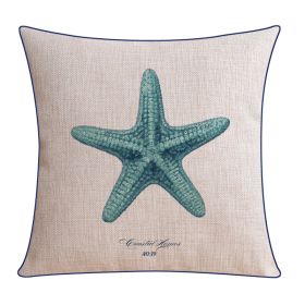 Classical Style Seaweed Starfish Pillow Thick Cotton Linen Sofa Cushion Cover (Option: XH0076-53X53cm Without Core)